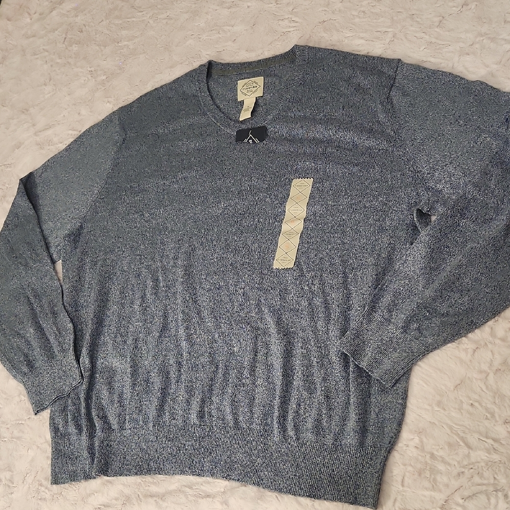 St. John's Bay V-Neck Sweater in Heathered Blue
